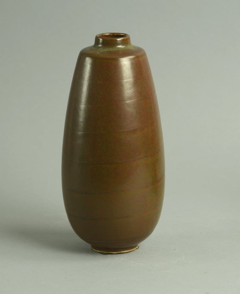 Brown vase with impressed line decoration by Saxbo N5649 - Freeforms