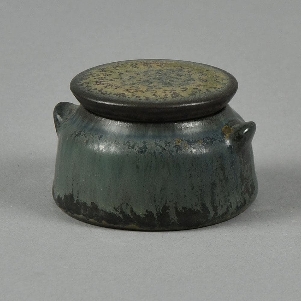 Carl Harry Stalhane for Rorstrand miniature jar with blue haresfur glaze E7370 - Freeforms