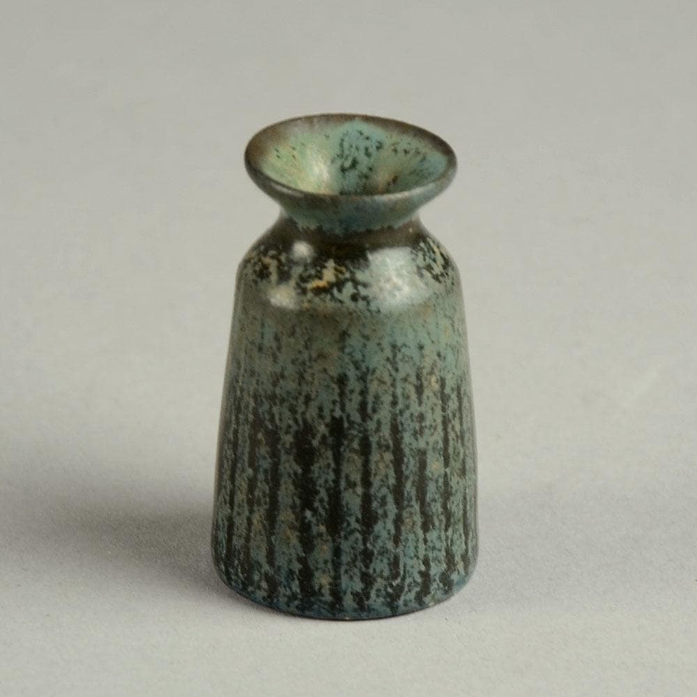 Carl Harry Stalhane for Rorstrand miniature vase with blue haresfur glaze D6111 - Freeforms