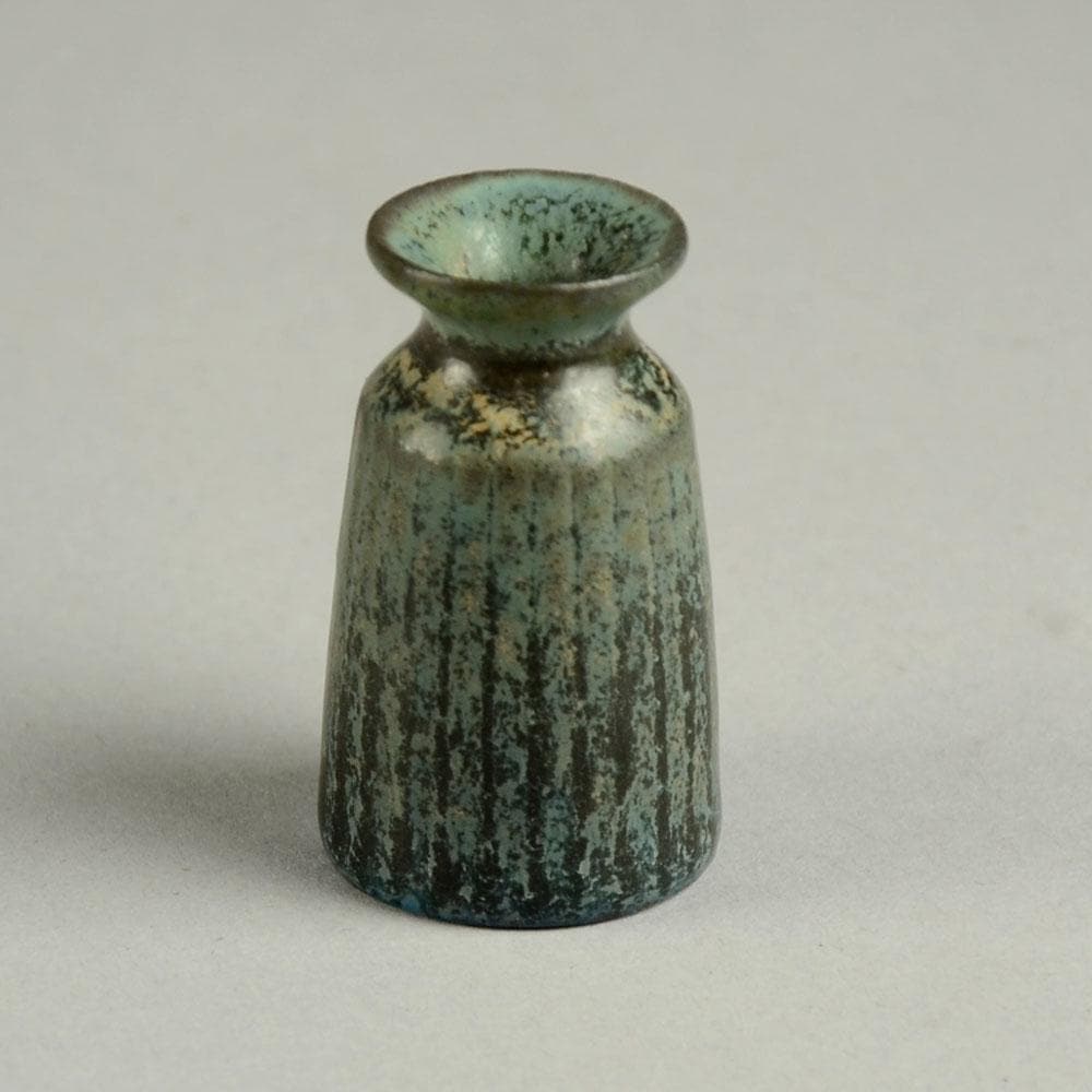 Carl Harry Stalhane for Rorstrand miniature vase with blue haresfur glaze D6111 - Freeforms