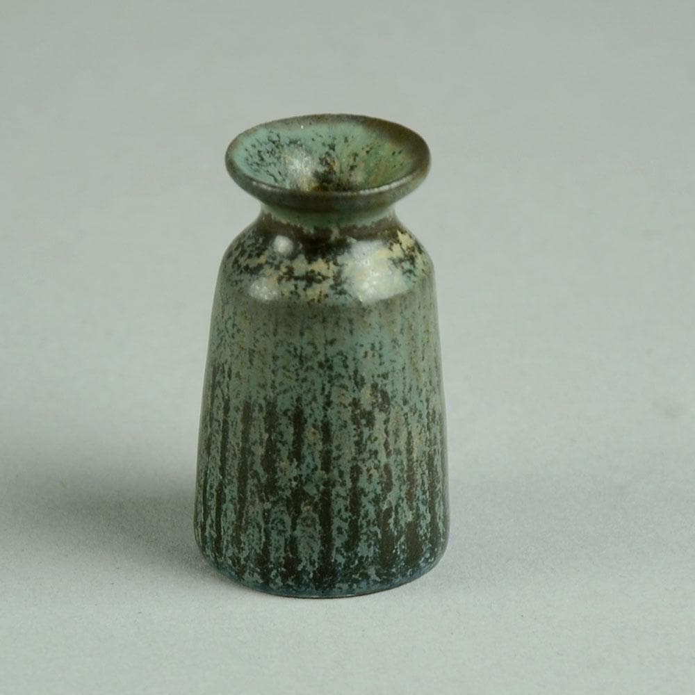 Carl Harry Stalhane for Rorstrand miniature vase with blue haresfur glaze D6111 - Freeforms