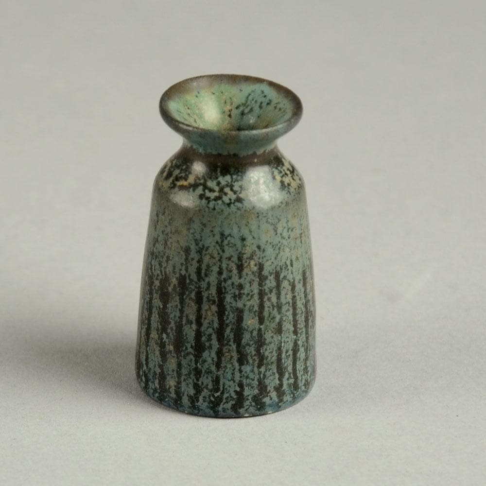 Carl Harry Stalhane for Rorstrand miniature vase with blue haresfur glaze D6111 - Freeforms