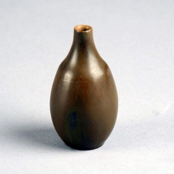 Carl Harry Stalhane for Rorstrand miniature vase with brown matte glaze  n9449
