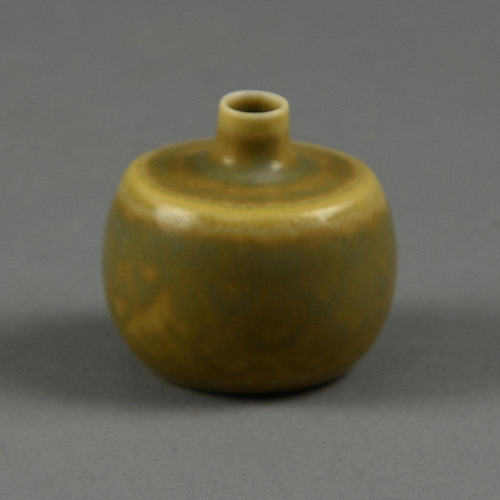 Carl Harry Stalhane for Rorstrand miniature vase with matte yellow ochre glaze F8189 - Freeforms