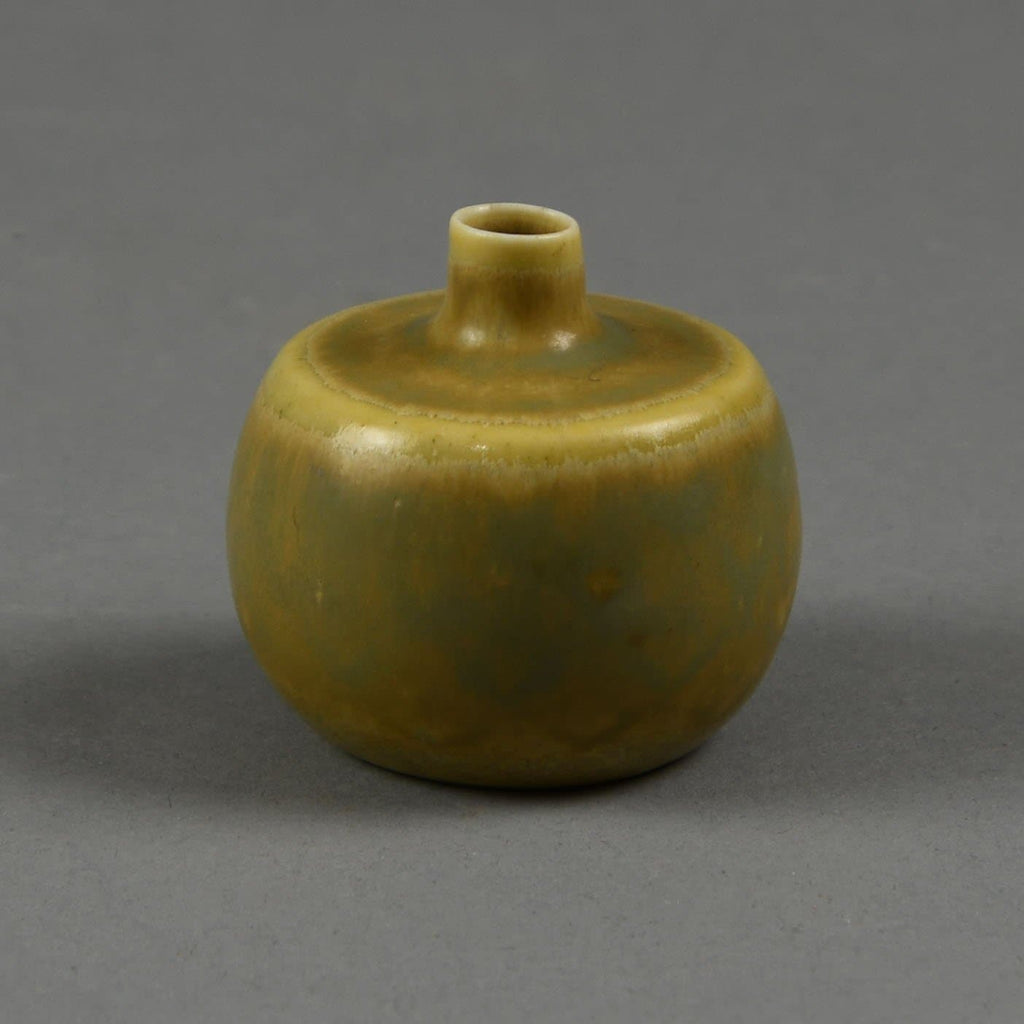 Carl Harry Stalhane for Rorstrand miniature vase with matte yellow ochre glaze F8189 - Freeforms