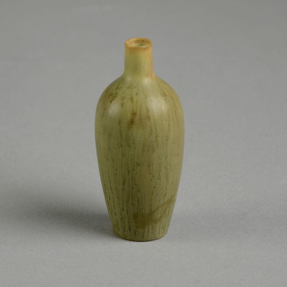 Carl Harry Stalhane for Rorstrand miniature vase with olive green haresfur glaze D6109 - Freeforms