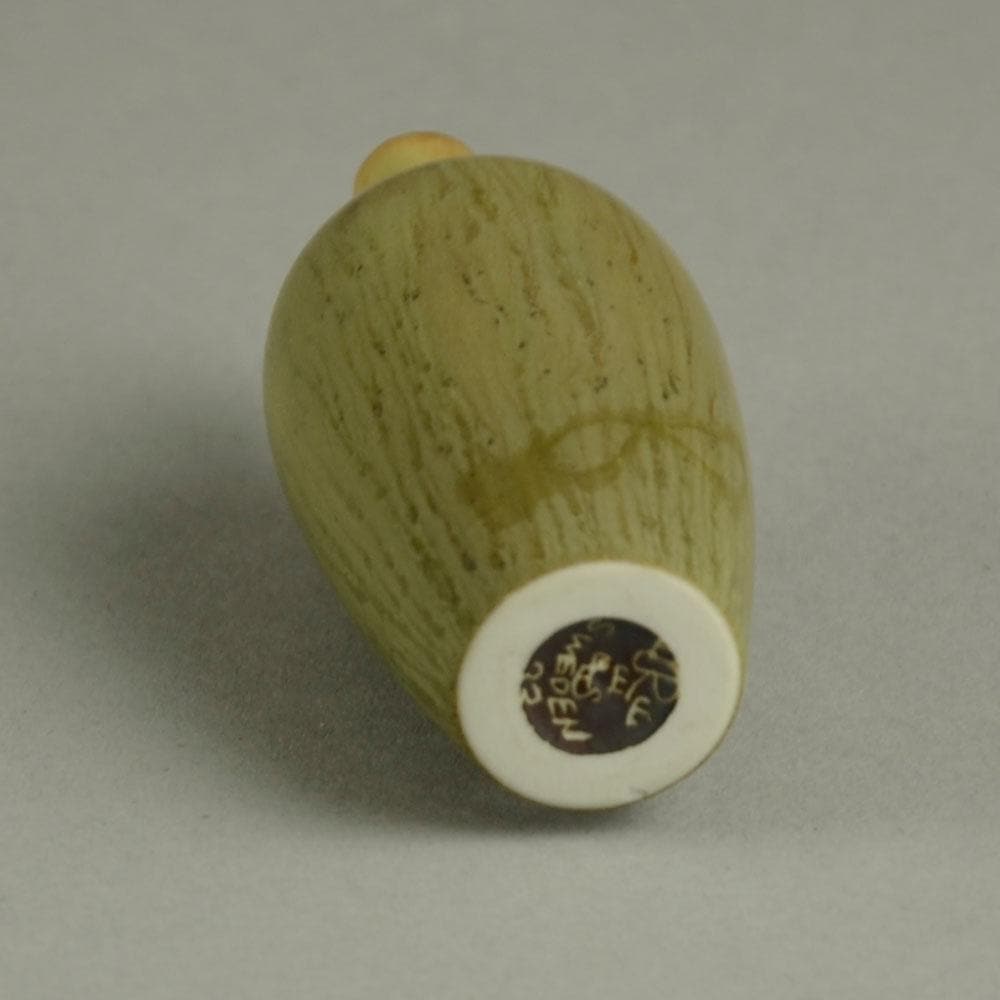 Carl Harry Stalhane for Rorstrand miniature vase with olive green haresfur glaze D6109 - Freeforms