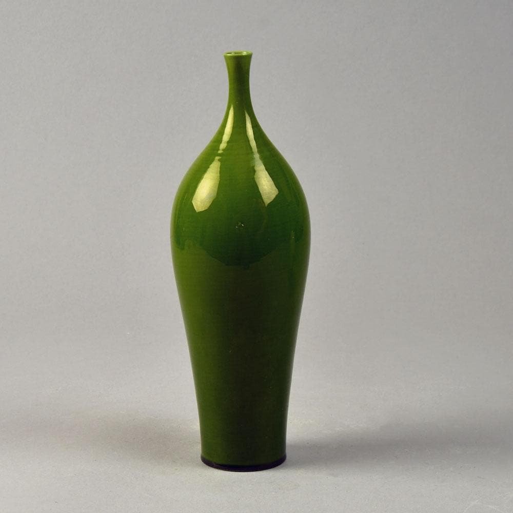 Carl Harry Stålhane for Rörstrand, Sweden, stoneware vase with glossy green glaze G9266 - Freeforms