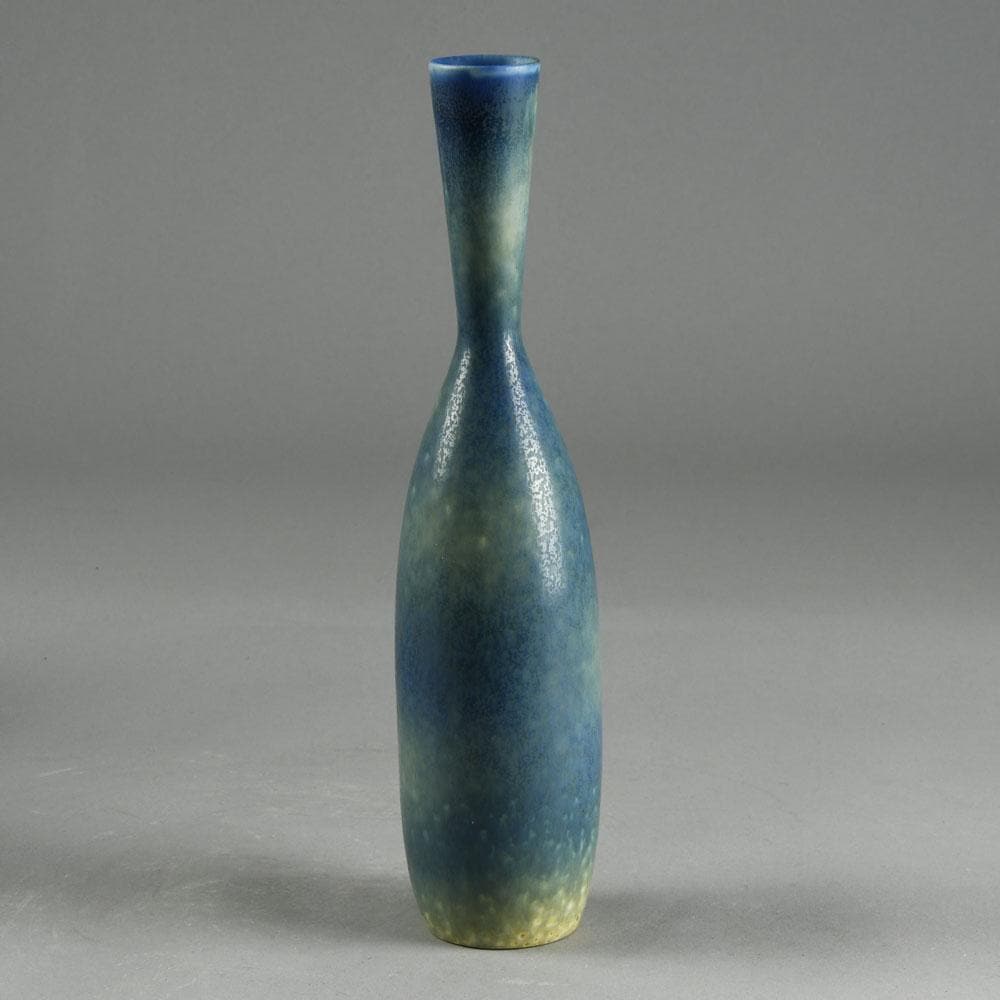 Carl Harry Stålhane for Rörstrand, tall stoneware vase with blue glaze E7374 - Freeforms