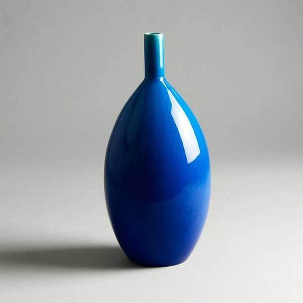 Carl Harry Stalhane for Rorstrand vase with blue glaze D6368 - Freeforms