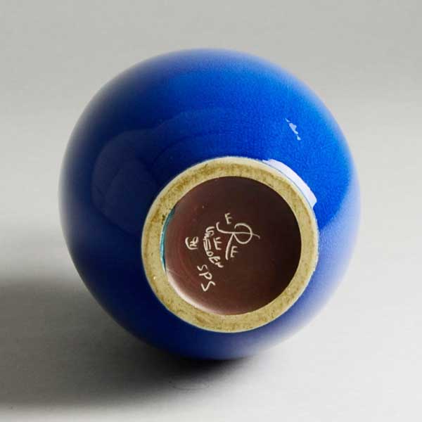 Carl Harry Stalhane for Rorstrand vase with blue glaze D6368 - Freeforms