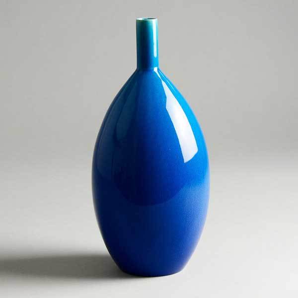 Carl Harry Stalhane for Rorstrand vase with blue glaze D6368 - Freeforms