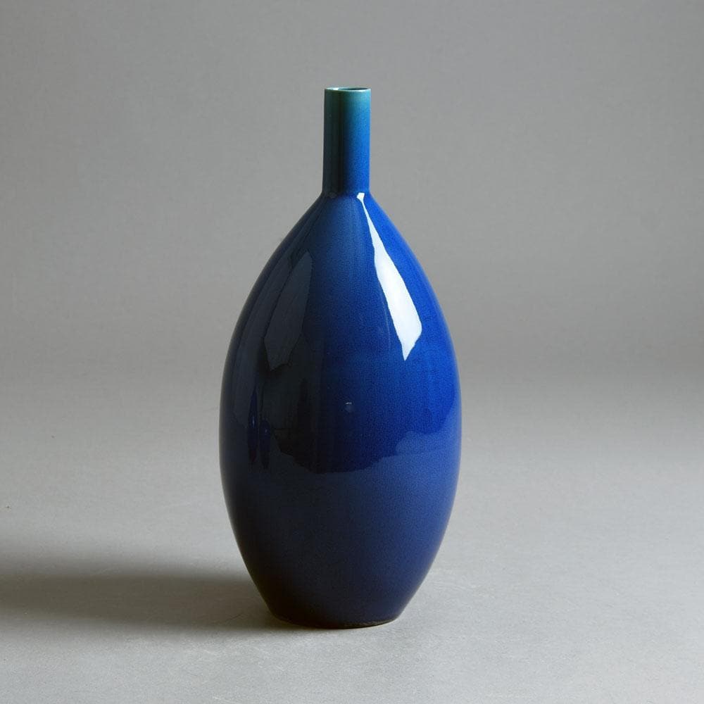Carl Harry Stalhane for Rorstrand vase with blue glaze D6368 - Freeforms