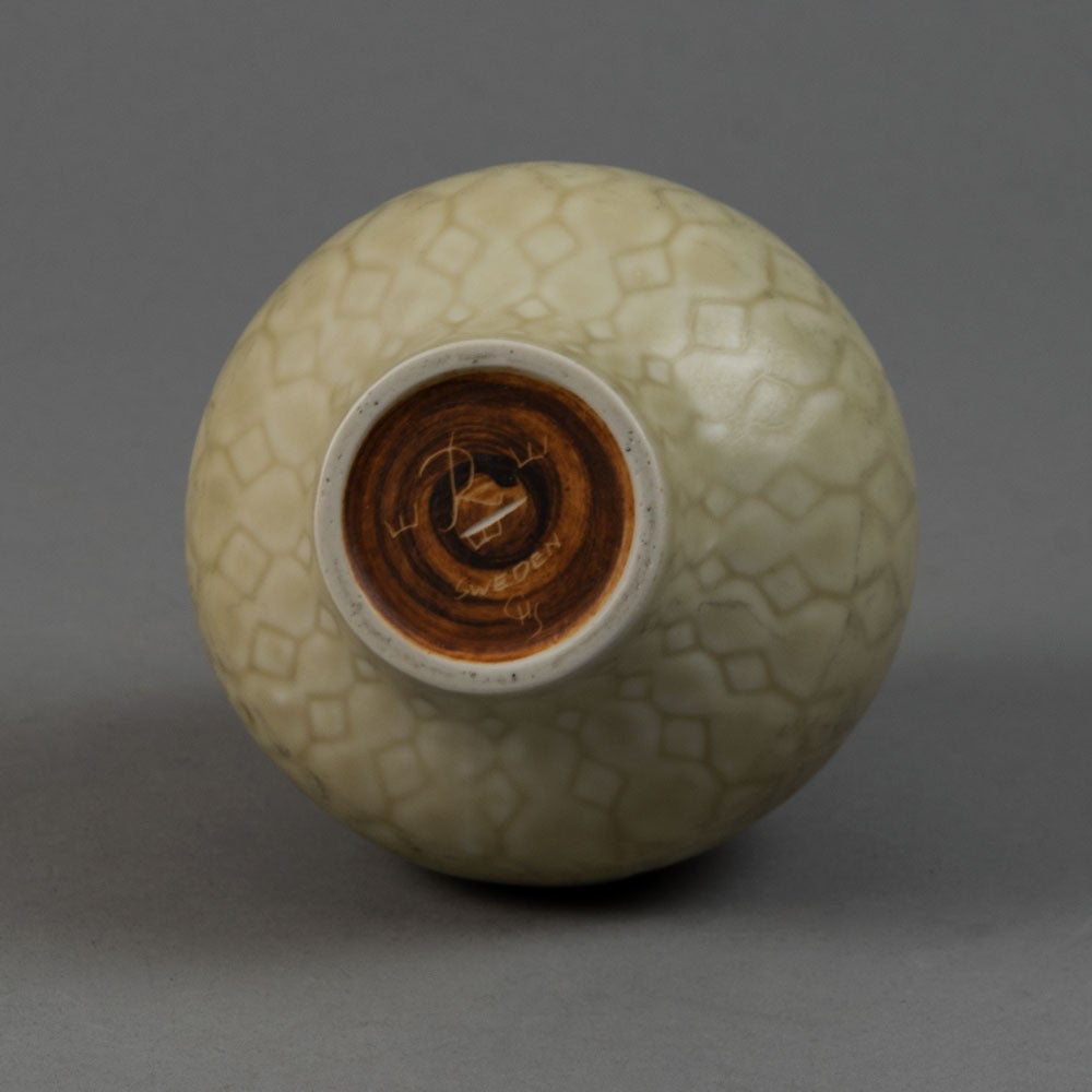 Carl Harry Stålhane for Rörstrand vase with cream haresfur glaze G9432 - Freeforms