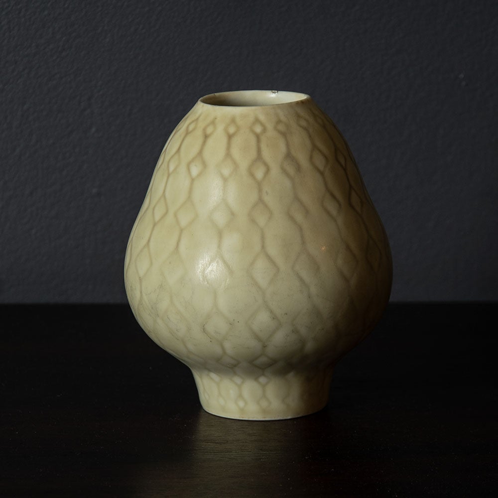Carl Harry Stålhane for Rörstrand vase with cream haresfur glaze G9432 - Freeforms