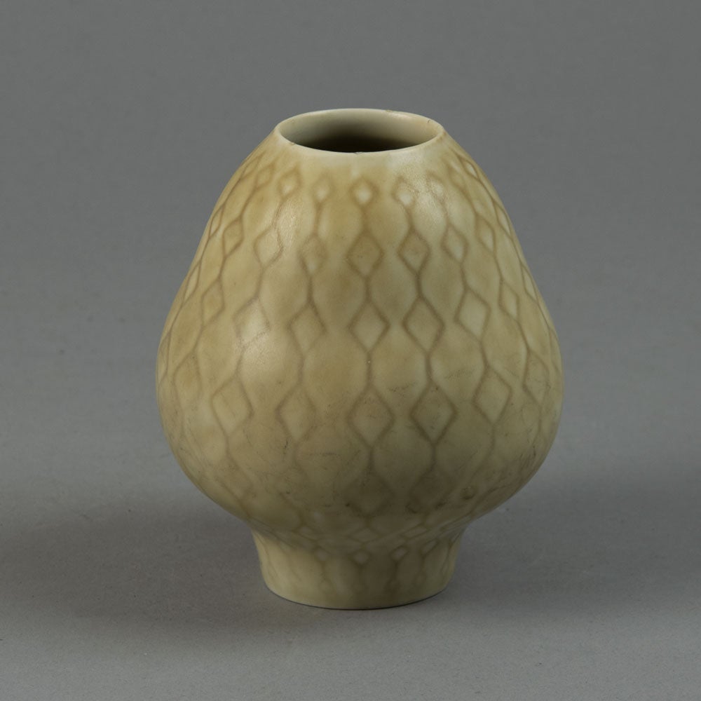 Carl Harry Stålhane for Rörstrand vase with cream haresfur glaze G9432 - Freeforms