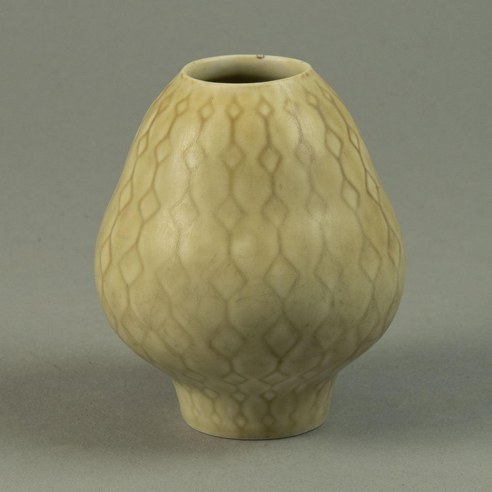 Carl Harry Stålhane for Rörstrand vase with cream haresfur glaze G9432 - Freeforms