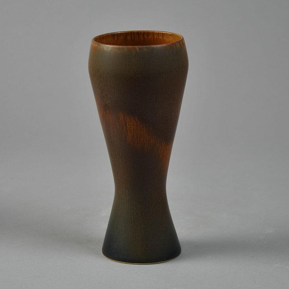 Carl Harry Stålhane for Rörstrand vase with reddish brown haresfur glaze E7203 - Freeforms