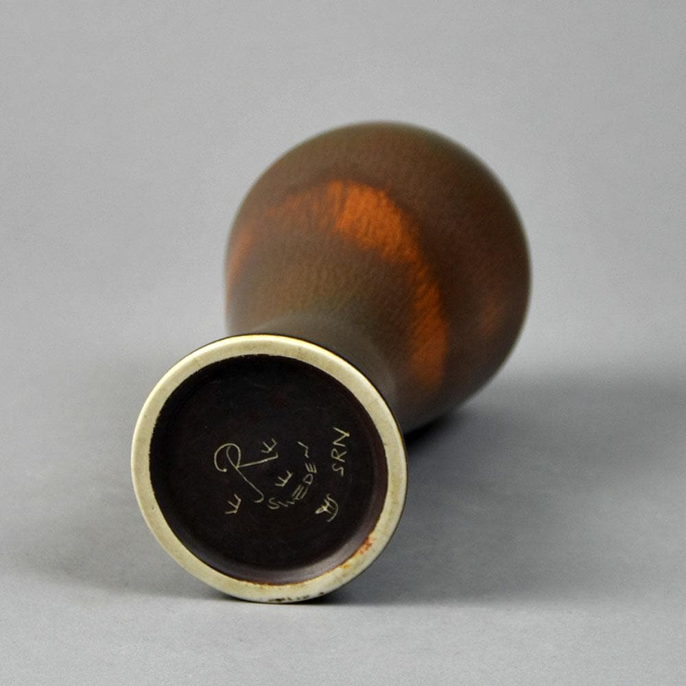 Carl Harry Stålhane for Rörstrand vase with reddish brown haresfur glaze E7203 - Freeforms