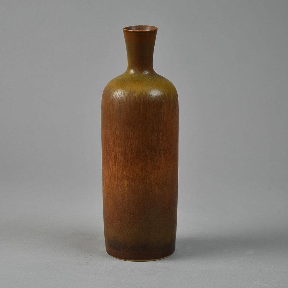 Carl Harry Stålhane for Rörstrand vase with reddish brown haresfur glaze F8001 - Freeforms