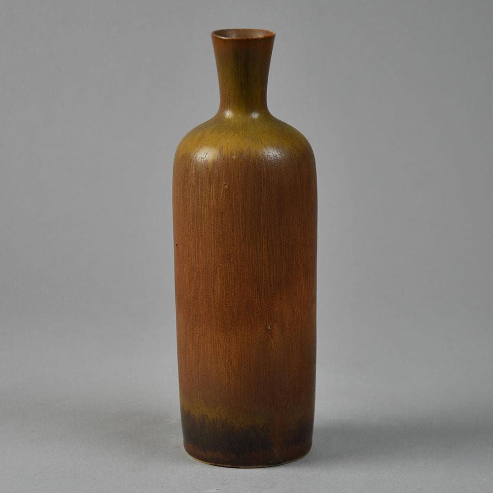 Carl Harry Stålhane for Rörstrand vase with reddish brown haresfur glaze F8001 - Freeforms