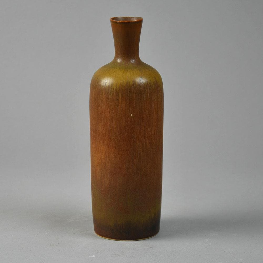 Carl Harry Stålhane for Rörstrand vase with reddish brown haresfur glaze F8001 - Freeforms