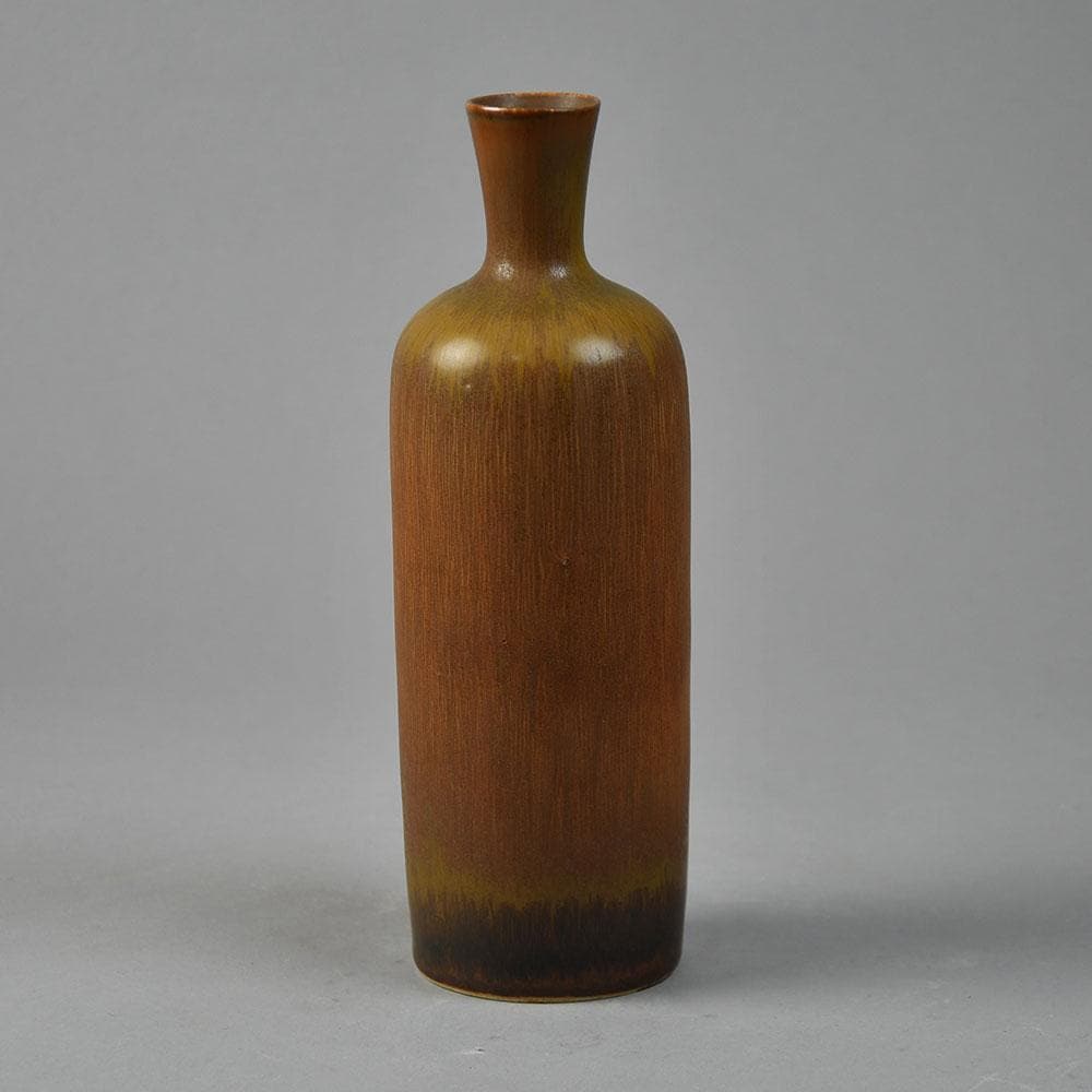 Carl Harry Stålhane for Rörstrand vase with reddish brown haresfur glaze F8001 - Freeforms