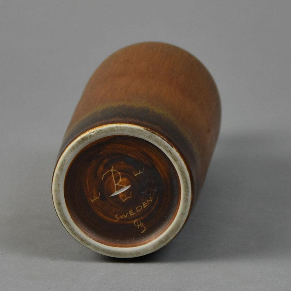 Carl Harry Stålhane for Rörstrand vase with reddish brown haresfur glaze F8001 - Freeforms
