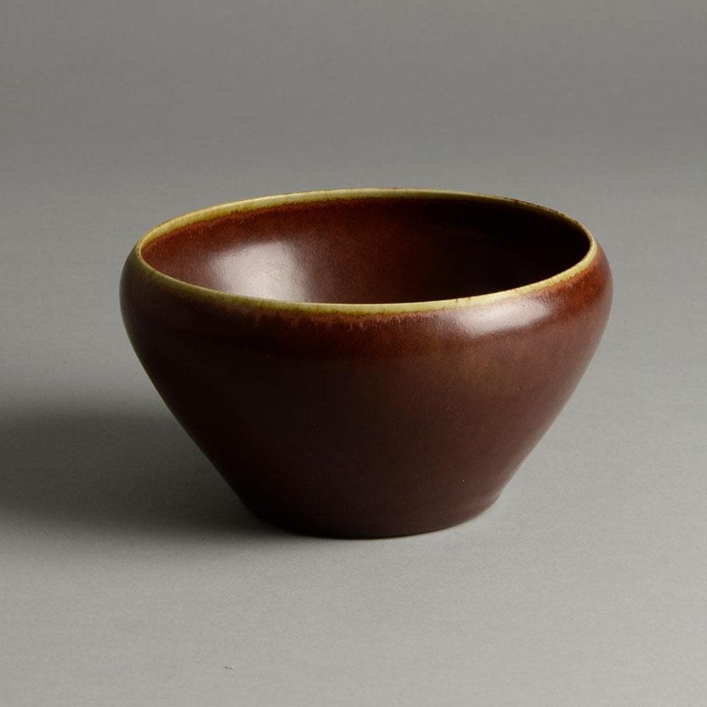 Carl Harry Stalhane stoneware bowl with brown matte glaze B3862 - Freeforms