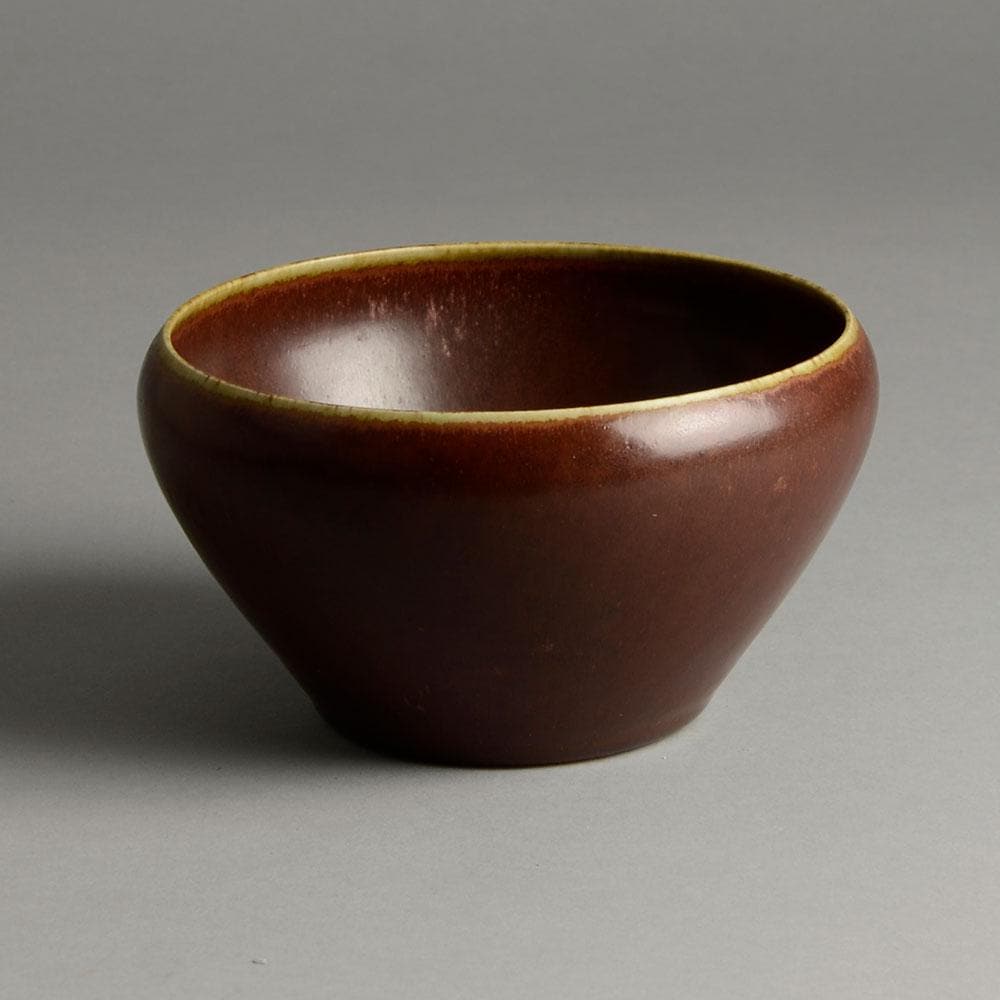 Carl Harry Stalhane stoneware bowl with brown matte glaze B3862 - Freeforms