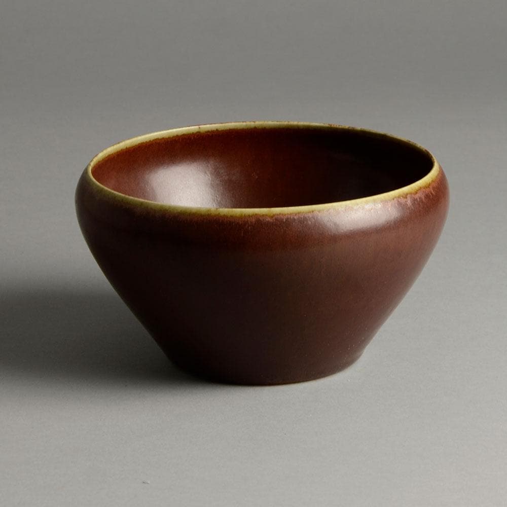 Carl Harry Stalhane stoneware bowl with brown matte glaze B3862 - Freeforms