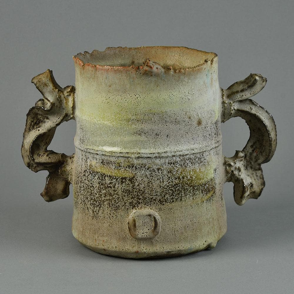 Colin Pearson, own studio, UK, unique stoneware handled vessel G9281 - Freeforms