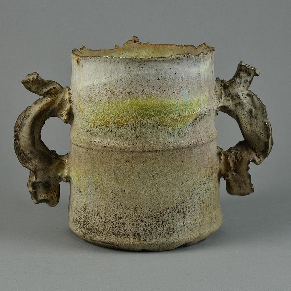 Colin Pearson, own studio, UK, unique stoneware handled vessel G9281 - Freeforms
