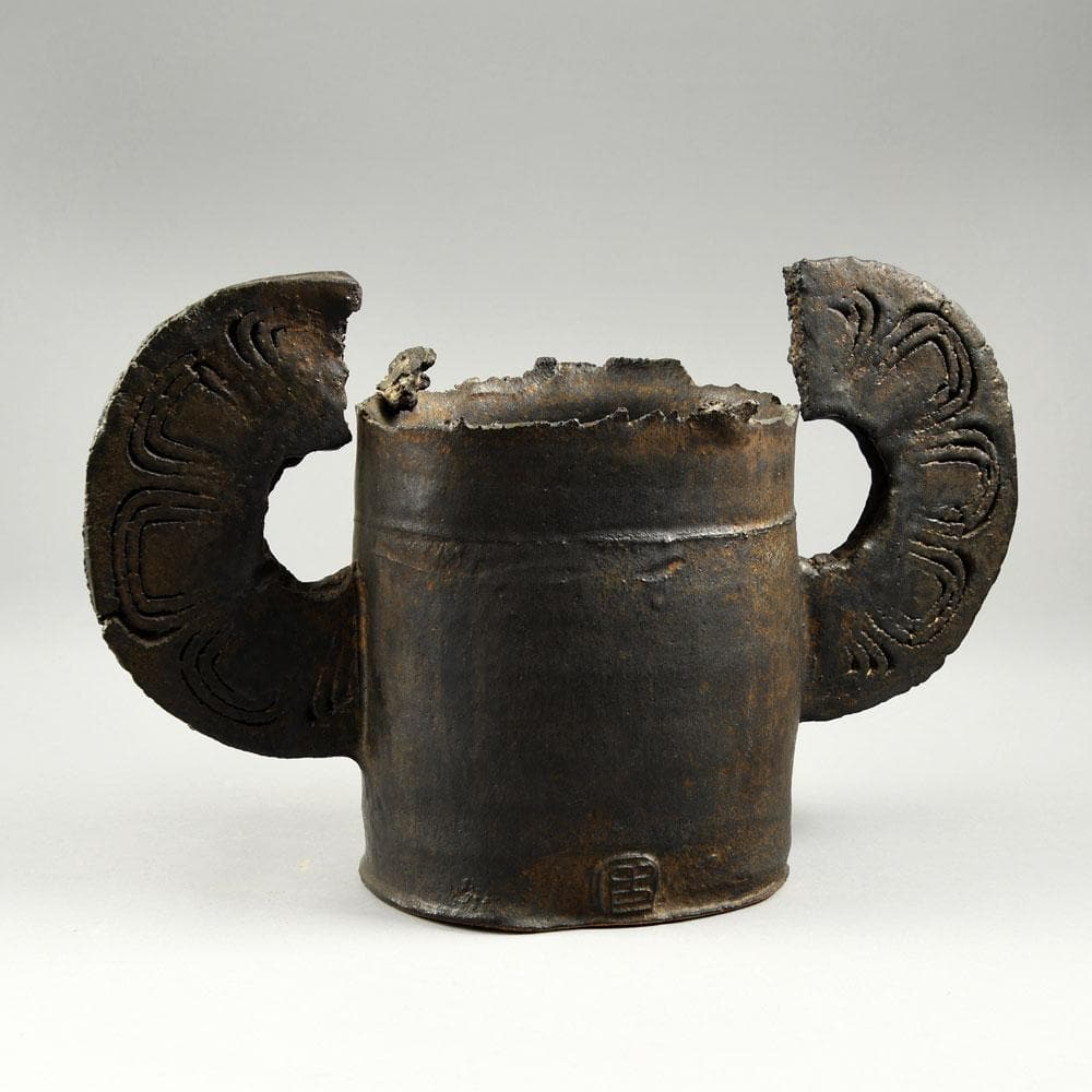 Colin Pearson, UK Unique stoneware "Winged form" vase E7290 - Freeforms