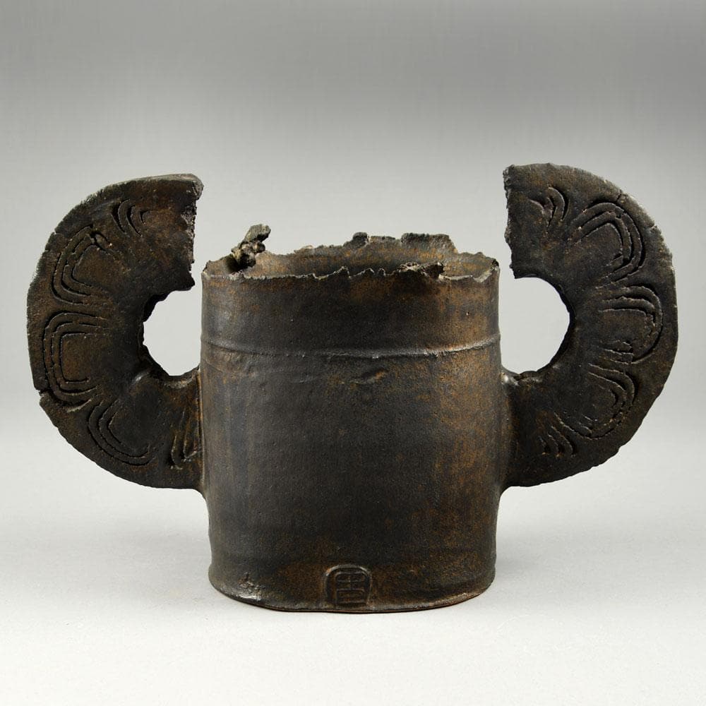 Colin Pearson, UK Unique stoneware "Winged form" vase E7290 - Freeforms