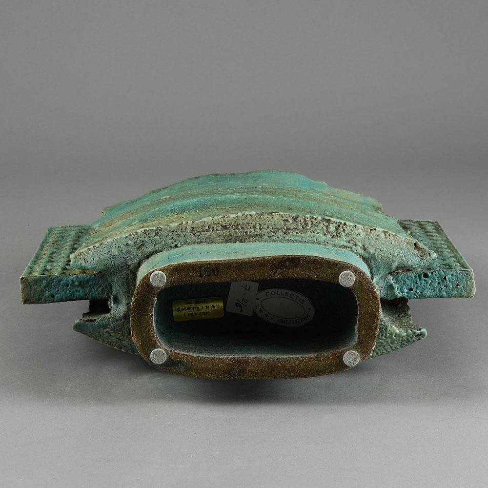 Colin Pearson unique stoneware "Winged Form" vase with pale blue glaze E7150 - Freeforms