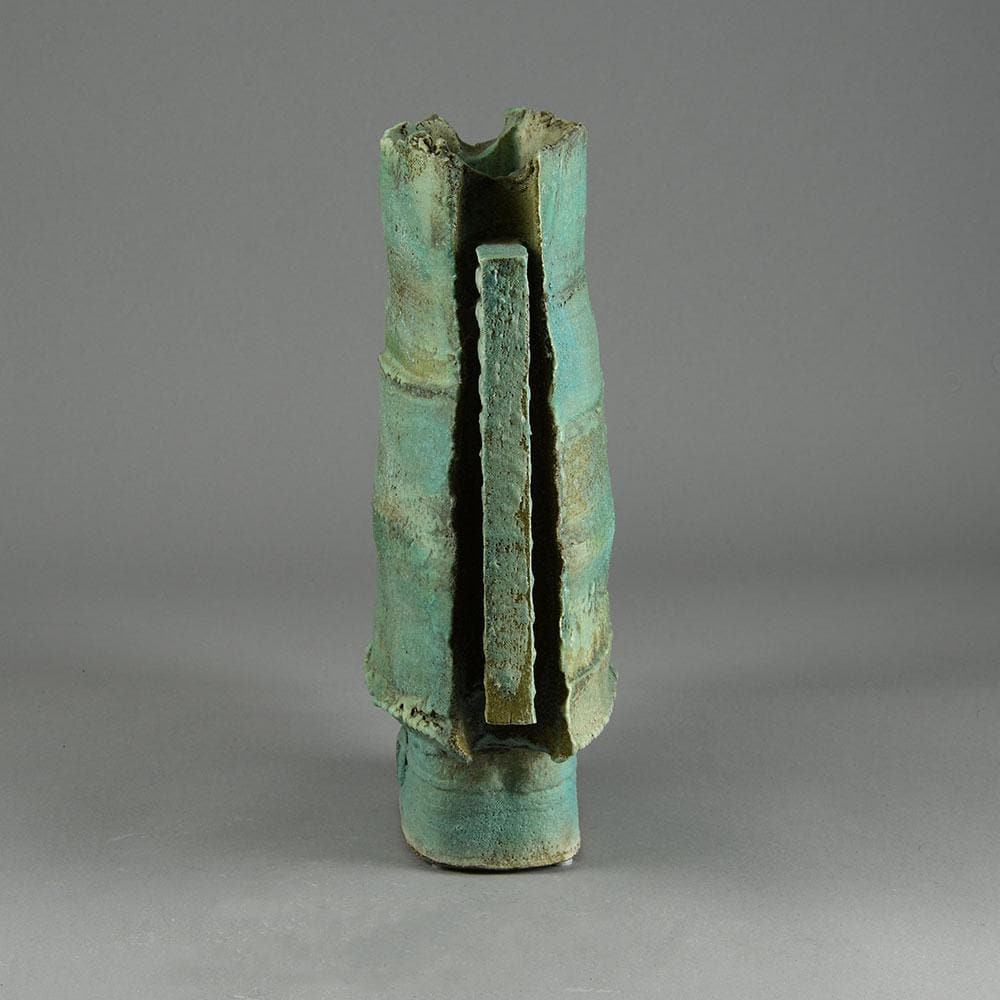 Colin Pearson unique stoneware "Winged Form" vase with pale blue glaze E7150 - Freeforms