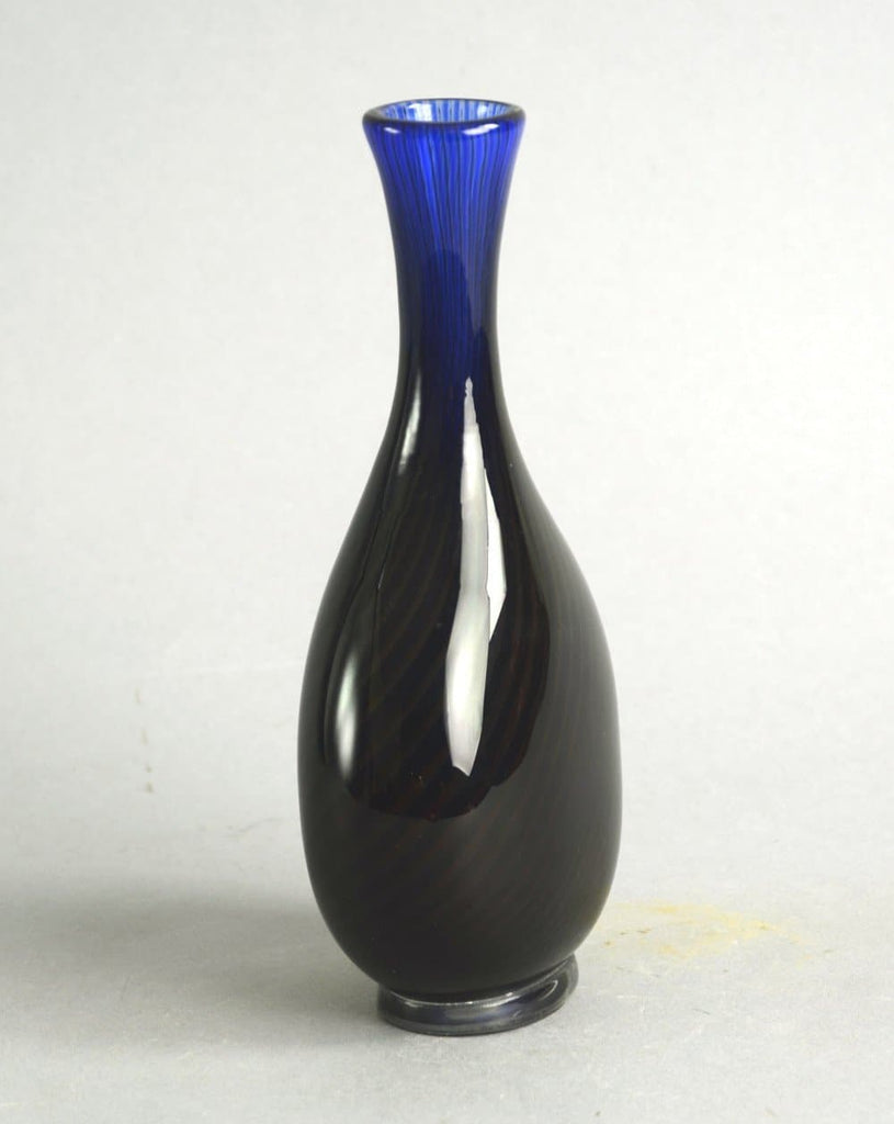 "Colora" blue glass vase by Vicke Lindstrand for Kosta N6517 - Freeforms
