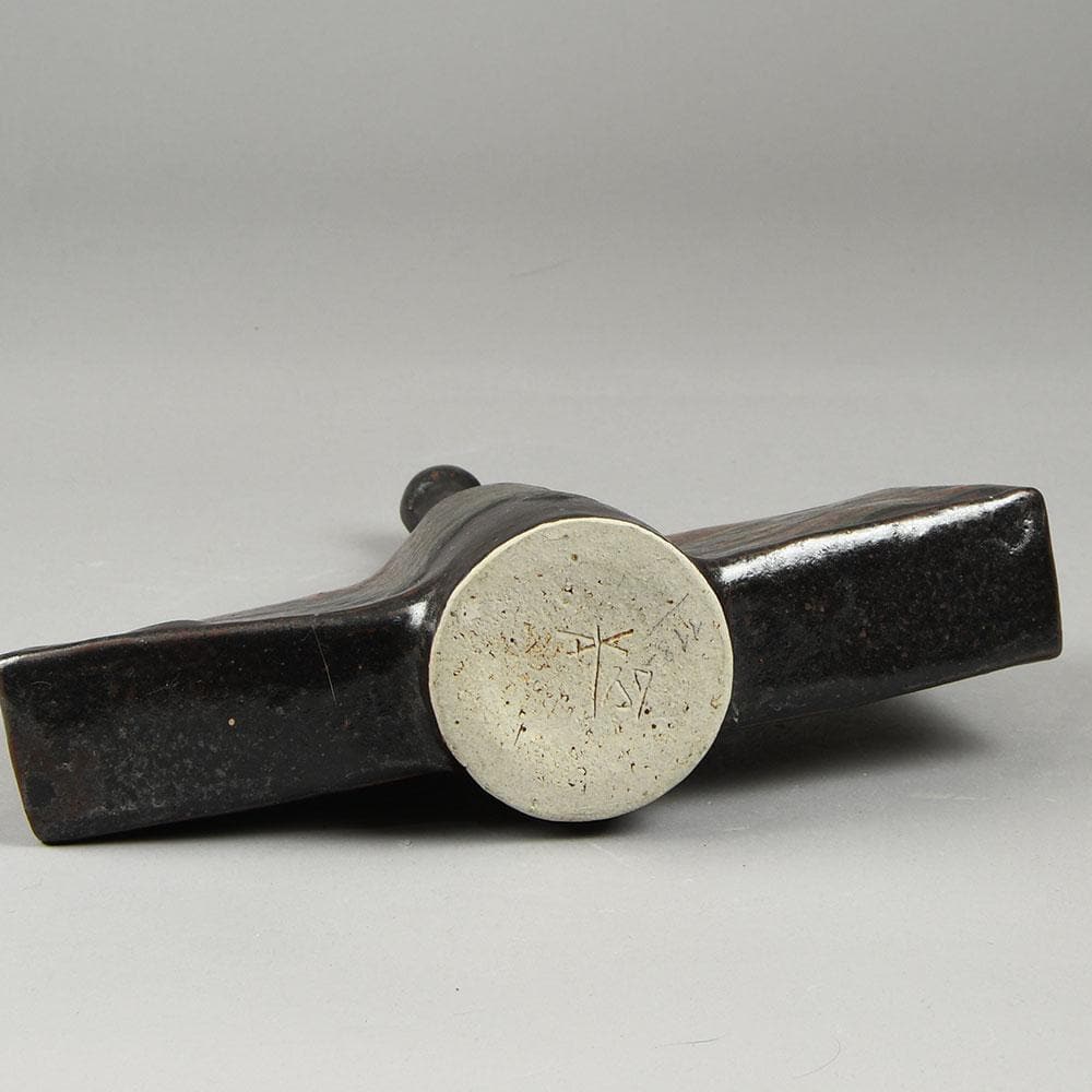 Dieter Crumbiegel, Germany, unique stoneware bottle vase with brown glaze E7135 - Freeforms