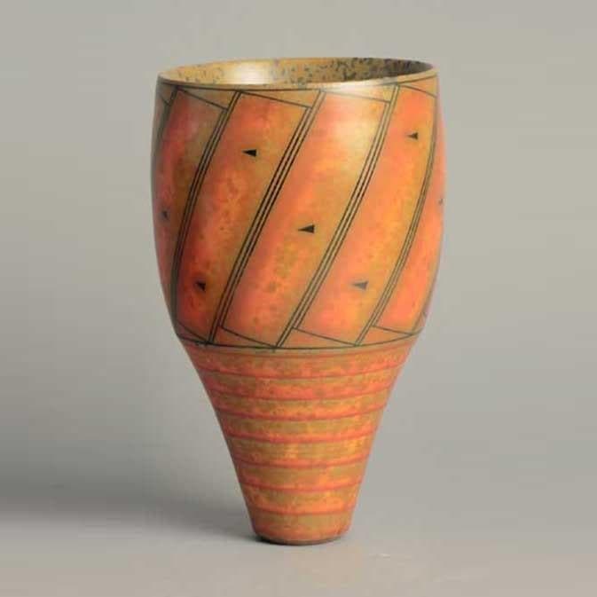 Earthenware terra-sigillata smoke fired ceramic vase by Duncan Ross N9708 - Freeforms