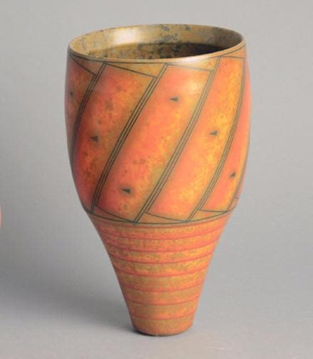 Earthenware terra-sigillata smoke fired ceramic vase by Duncan Ross N9708 - Freeforms