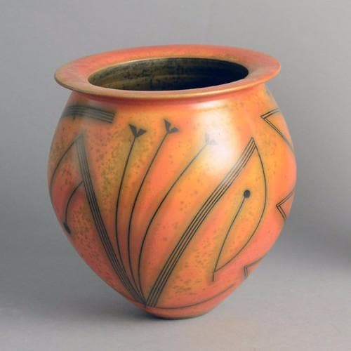 Earthenware terra-sigillata smoke fired ceramic vase by Duncan Ross N9709 - Freeforms
