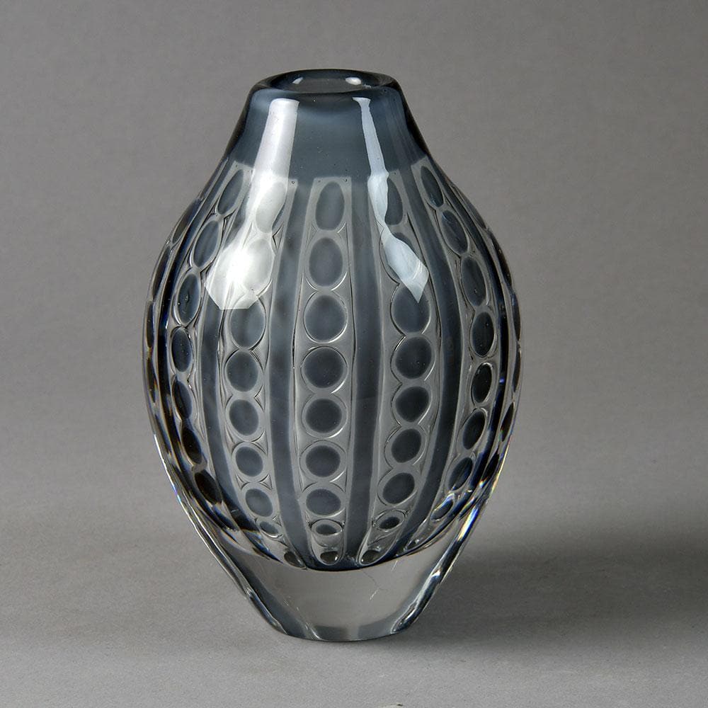 Edvin Ohrstrom for Orrefors, "ariel" vase in gray and clear glass F8341 - Freeforms