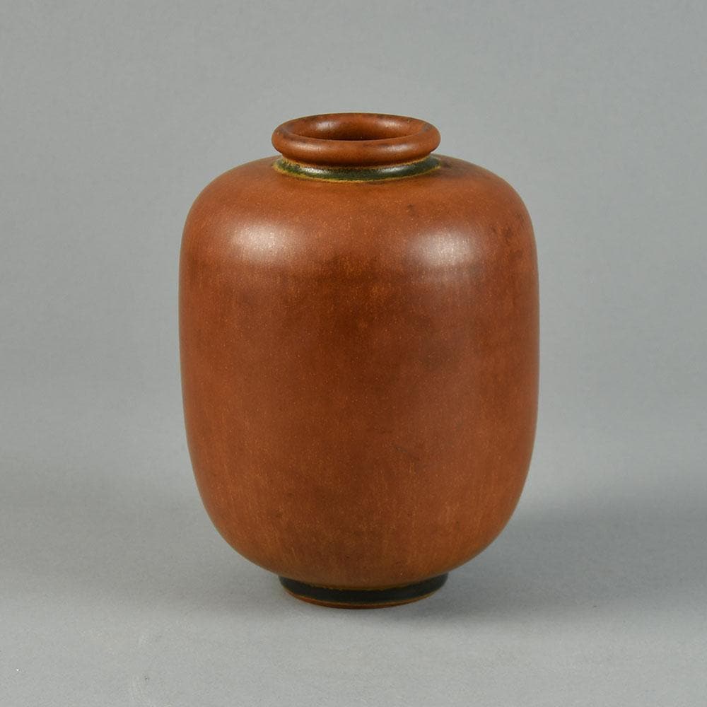 Erich and Ingrid Triller for Tobo, ovoid vase with reddish brown glaze G9253 - Freeforms