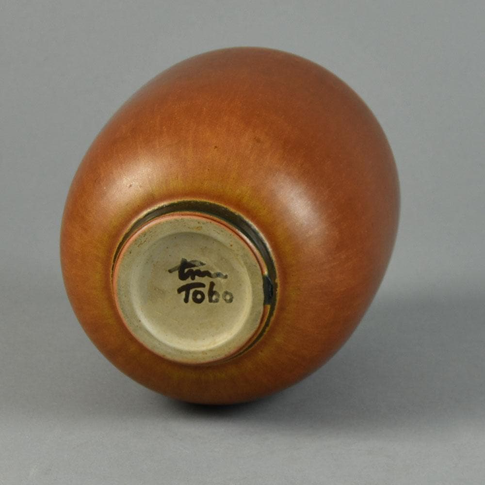 Erich and Ingrid Triller for Tobo, ovoid vase with reddish brown glaze G9253 - Freeforms