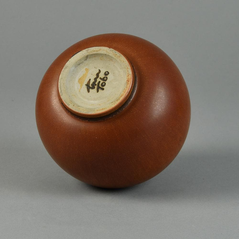 Erich and Ingrid Triller for Tobo, stoneware vase with reddish brown glaze G9245 - Freeforms