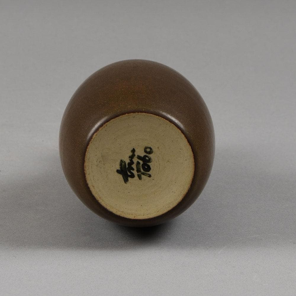 Erich and Ingrid Triller for Tobo, Sweden, unique vase with brown glaze E7198 - Freeforms
