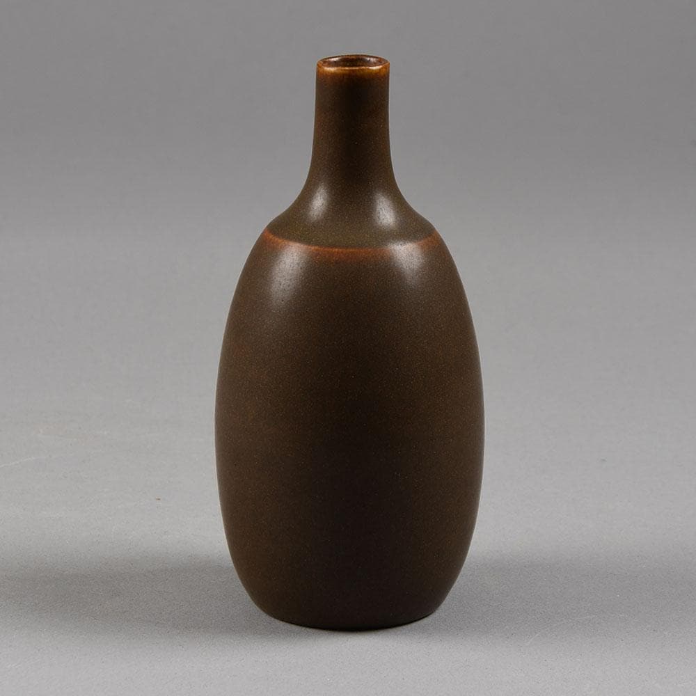 Erich and Ingrid Triller for Tobo, Sweden, unique vase with brown glaze E7198 - Freeforms