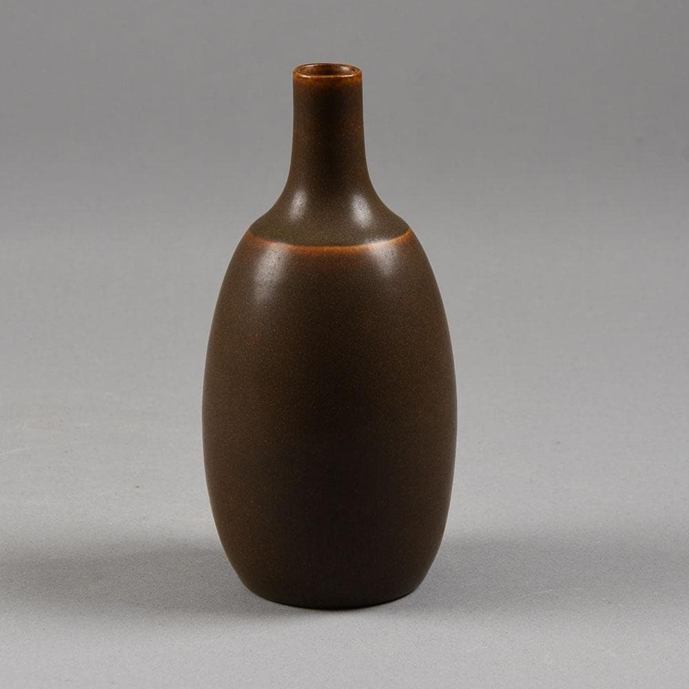 Erich and Ingrid Triller for Tobo, Sweden, unique vase with brown glaze E7198 - Freeforms