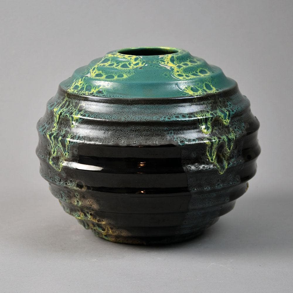 Ewald Dahlskog large vase for Bo Fajans, large earthenware vase with dripping glaze G9125 - Freeforms